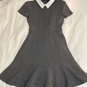 Grey Short Sleeve Dress with Collar